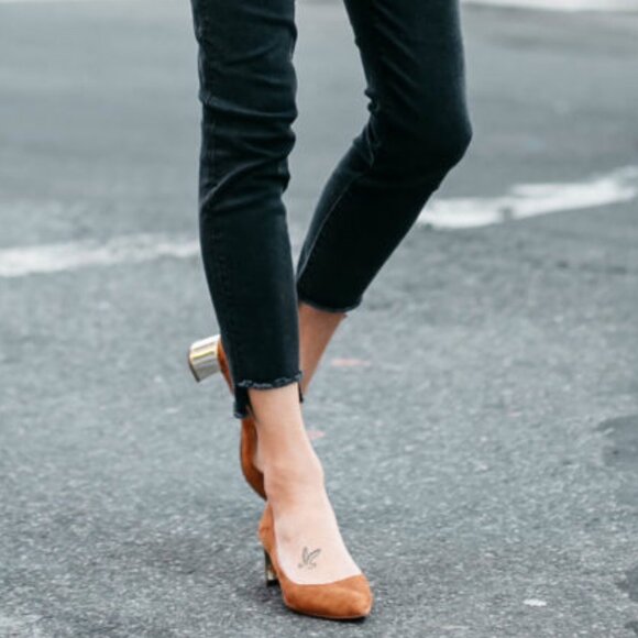Ann Taylor Bette Suede Block Heel Pumps In Cognac, 7.5 - Picture 3 of 15